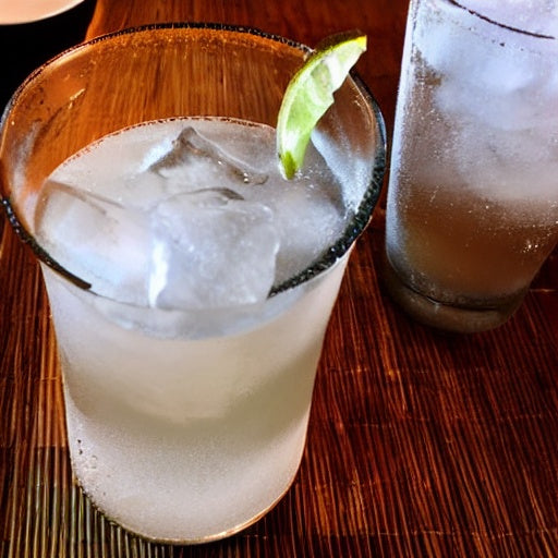 Cloudy lemonade in a highball glass, garnished with a lime wedge